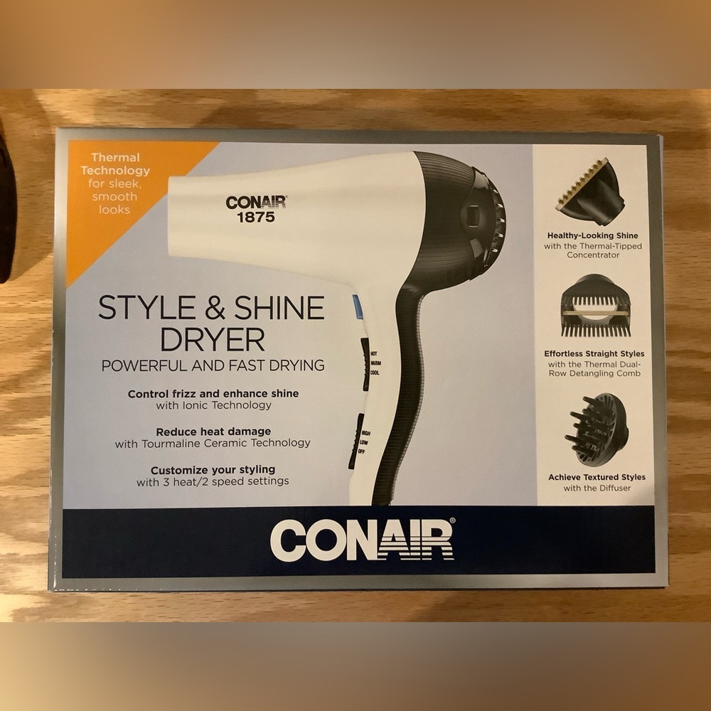 Conair Style & Shine Hair Dryer - White and Black